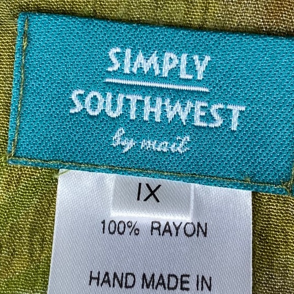 Simply Southwest by Mail 1X 16 18 Top Tunic Shirt Green Lagenlook Art to Wear - Picture 4 of 4